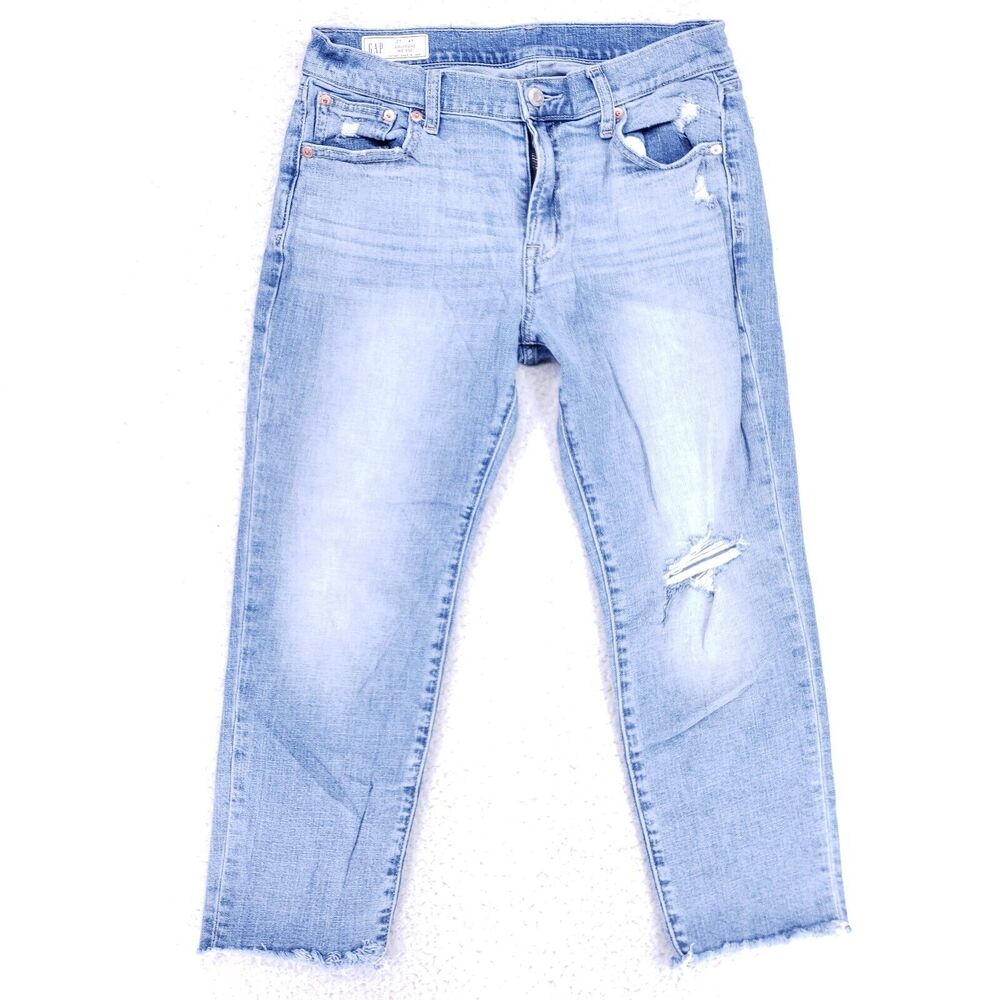 GAP Jeans Denim Cotton Womens SZ 27 Blue Straight Stretch VTG Mid Rise 90s Slim